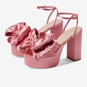 Loeffler Randall  Kiki Bow Satin Platform Sandals